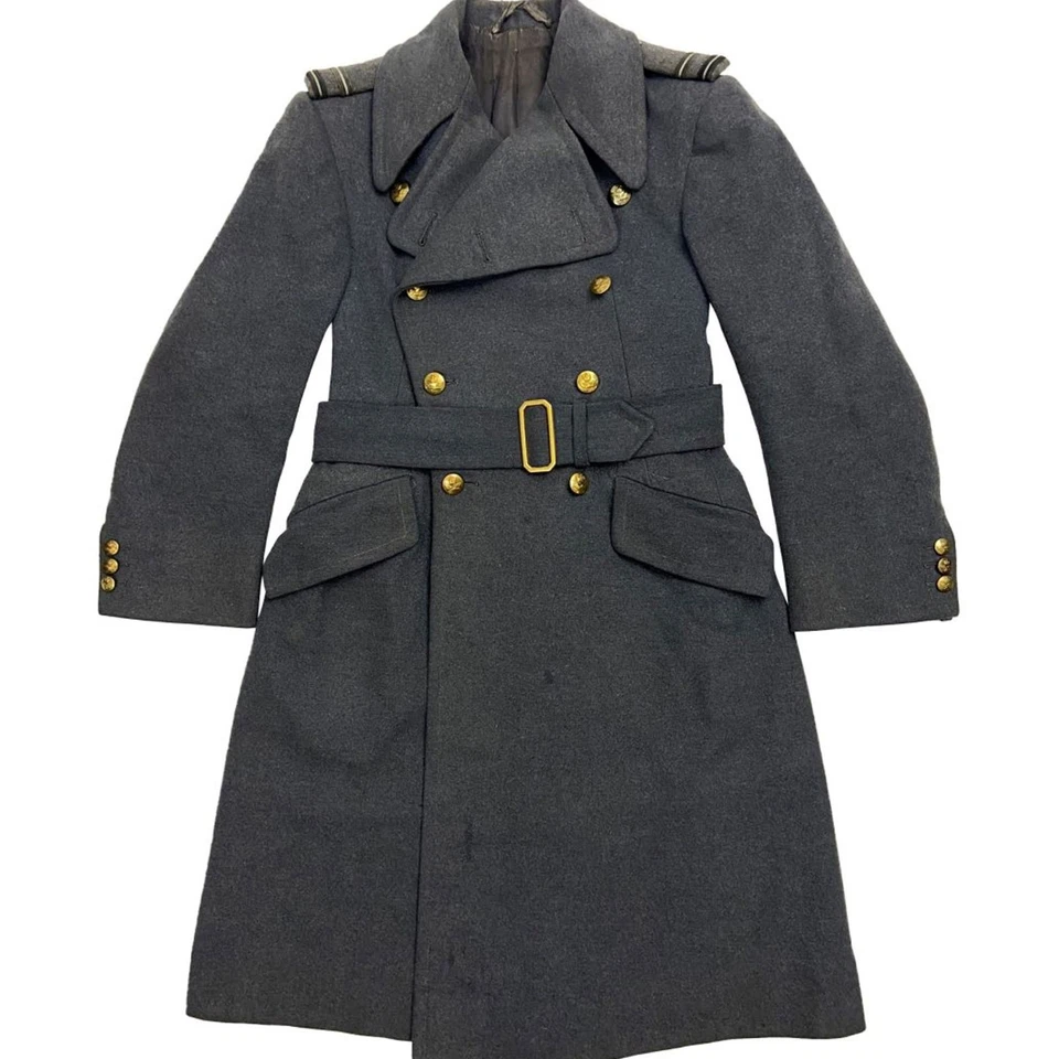 WW2 RAF Officer Greatcoat, Army Officer Overcoat Dark Grey Wool Greatcoat - Image 1 of 3