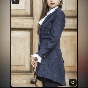 Great Scot cappotto doppiopetto lana marina spina di pesce taglia UK 8 US 4 nuovo senza etichette - Foto 1 di 13