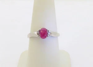 Anillos de diamantes rubí oro blanco 14k solitario natural para mujer talla de julio 7,75 R1722 - Imagen 1 de 9