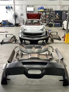 LB Style Wide Body Kit Bumper Side Diffuser Fender Bonnet Spoiler fit Ferrari458 - Bild 1 von 14