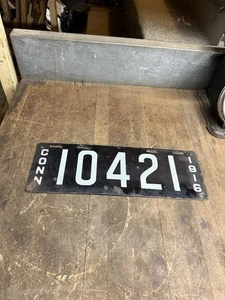 Antique Rare 1916 10421 Connecticut Conn CT Porcelain License Number Plate Tag - Picture 1 of 9