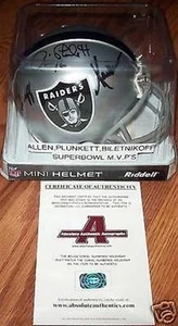 MINI CASCO AUTOMÁTICO MARCUS ALLEN, JIM PLUNKETT, FRED BILETNIKOFF RAIDERS AUTENTICIDAD AAA - Imagen 1 de 1