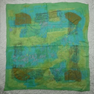 GIANNI LO GIUDICE Milano Green Art Silk Scarf Scarves 39" X 41.5" P708 - Picture 1 of 9