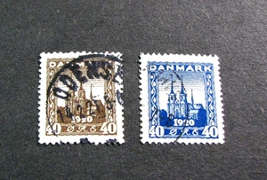 Denmark Stamp Scott# 158,160 Roskilde Cathedral 1920-21 Used H360 - Picture 1 of 2