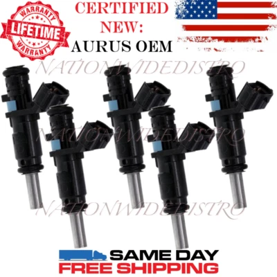 5x OEM NEW AURUS Fuel Injectors for 2010-2014 Volkswagen Golf 2.5L I5 07K906031C - Image 1 of 4
