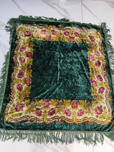 Green Tablecloth Vintage Style Table Cover Shiny Wedding Decor Square Table 53" - Picture 1 of 4