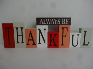 Wooden Block Thanksgiving Thankful and reversible Christmas Believe 4" - Imagen 1 de 3