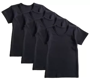 T Shirt Short Sleeve Boys Undershirt Top Kids 4-Pack Size 1-12 Black White New - Picture 1 of 5