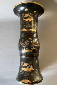 Seltene Vintage Speer Sammlerstücke handbemalt große Vase schwarz mit Gold 18 Zoll - Bild 1 von 7