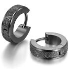 Men's Women's Charm Frosted Stainless Steel Huggie Hinged Hoop Earrings Gift