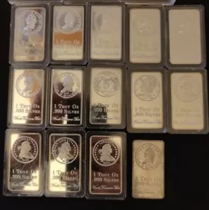 14 x 2012 First Strike World Treasures Mint 1 Troy oz .999 Pure Silver Clad Bars - Picture 1 of 2