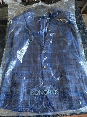 Blazer Bonobos Tejido Italiano 44L Ajuste A Medida Azul Cuadros Azul Marino/Borgoña NUEVO T Foto 1 de 4