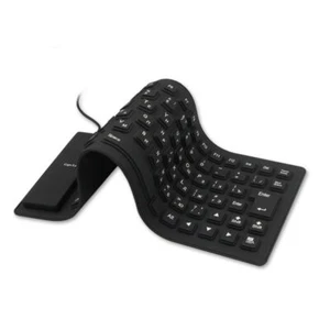 Waterproof Silicone Keyboard Foldable Flexible USB Dustproof DirtProof Full Size - Picture 1 of 17