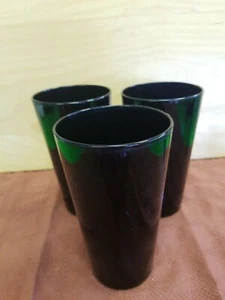 3er Set dunkel lila Amethyst Glas ausgestellt flach Becher 5 7/8"  - Bild 1 von 3