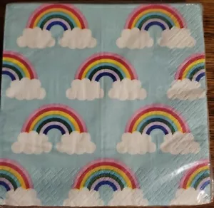 Neu Regenbogen 2-lagig Papier Party Servietten 16 ct. 12,75"x 12,75" blau - Bild 1 von 2