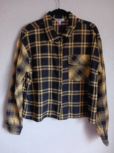 Blusa Top Blusa Top Sin Boundaries Amarillo a Cuadros Mangas Largas Mangas Largas Botones Talla XXL-19 - Imagen 1 de 4
