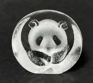 MATS JONASSON SWEDEN LEAD CRYSTAL PANDA BEAR SCULPTURE WILDLIFE SERIES SIGNED - Picture 1 of 3