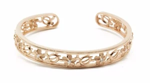 Brazalete hawaiano de plata esterlina 925 plumeria tortuga marina circoniana puño abierto 10 mm RGP - Imagen 1 de 3
