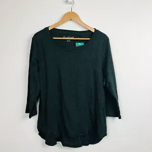 NWT Gloria Vanderbilt Women s 3/4 Sleeve Slub Tee Charcoal Heather Shirt Size XL - Picture 1 of 5