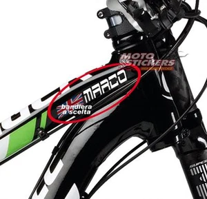 MOTOSTICKERS 1 Nomi adesivi con bandiera a scelta per canotto Bicicletta