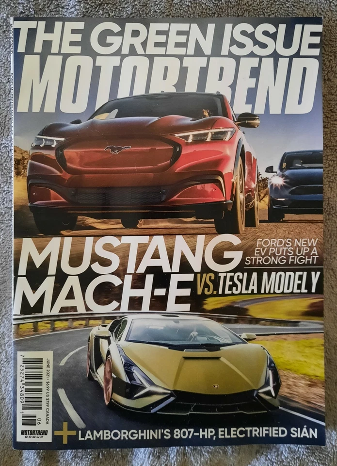 Motortrend Magazine June 2021 MUSTANG MACH-E vs. TESLA MODEL Y Issue NEW Foto 1 de 1