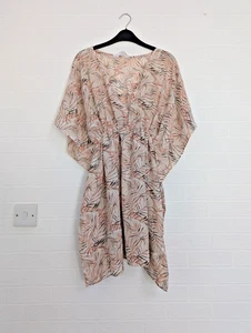 Beige Palm Leaf holiday Cover-up Size 12 / 14 - Picture 1 of 4