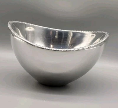 Tigela de servir trança Nambé liga de metal artesanal pequena 1,5 qt 8,25" prata pesada - Imagem 1 de 4