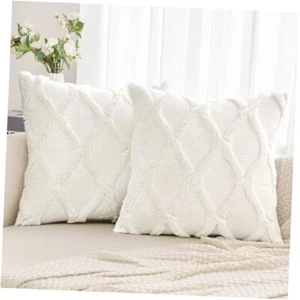 Decorative Throw Pillow Covers 20x20 Inch Set 20" x 20" (Pack of 2) Pure White - Picture 1 of 7