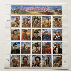 Scott #2869 “Legends of the West” full sheet 20 Stamps. MNH. 29 Cents. Pristine.