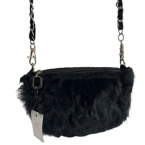 Unbranded Women's Black Faux Fur Crossbody Evening Clutch Sz S - NWT - Picture 1 of 10