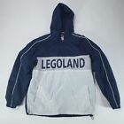 Legoland Jacket Mens Small Windbreaker Hoodie Park Employee  1/4 Zip Blue White
