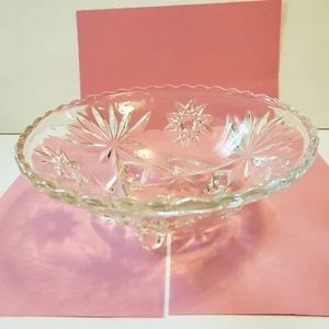Vintage Footed Pressed Glass Candy Dish Starburst Design 6.5" D 2.5" T Pre-owned - Picture 1 of 12
