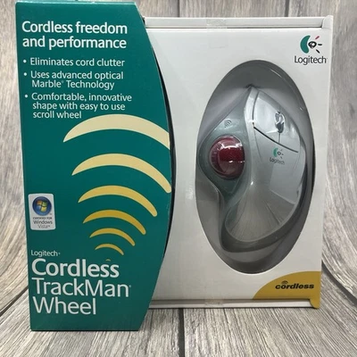 Logitech Mouse Cordless Wireless TrackMan Wheel Ball New Sealed - Image 1 of 4