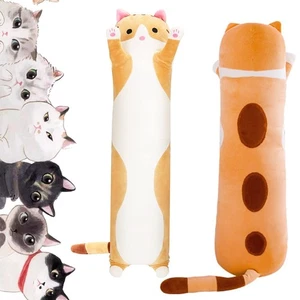 Weiches Katzen Plüsch Kissen Lang Stofftiere Schlafkissen Baumwolle Kätzchen Pille... - Bild 1 von 6