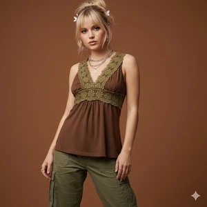 Vintage Wet Seal Top Y2K Damen L Fee Grunge Boho Häkel Tank 90er Babydoll - Bild 1 von 6