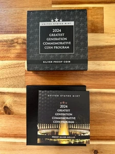 2024 Greatest Generation Commemorative Silver Proof Coin OGP / COA - Picture 1 of 3