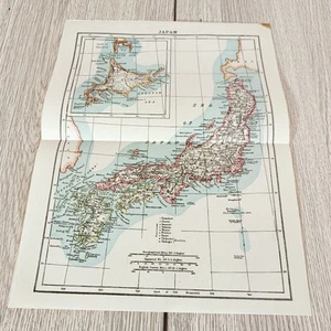 Mapa antiguo de Japón de 1903 con inserción de ciudades y provincias de la era Tokugawa de Hokkaido - Imagen 1 de 3