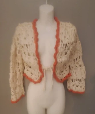 Suéter Nine West Talla XL Algodón Crochet Corbata Frontal. ¡Excelente estado! Foto 1 de 4