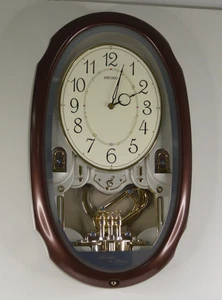 Seiko Melodies in Motion Wanduhr mit Messinghörnern QXM461BRH FUNKTIONIERT SIEHE VIDEO! - Bild 1 von 13