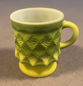VTG Anchor Hocking Fire King Coffee Mug Kimberly Diamond Green Hombre Retro 60s - Picture 1 of 11