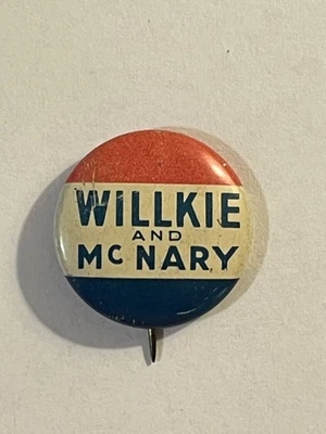 Original 1940 Willkie y McNary para Presidente Campaña Botón Foto 1 de 3