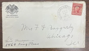 1909 Cubierta The Menger San Antonio Texas RPO Cancelar Houston & Sanderson - Imagen 1 de 4