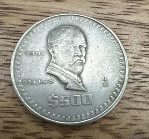 Moneda de 500 Pesos México Francisco I Madero 1987 - Moneda Mexicana de 500 Pesos 1987 - Imagen 1 de 2