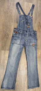 Harley Davidson Vintage Denim Bib Overalls Logo Patches Y2K Women's Size 10 - Picture 1 of 14