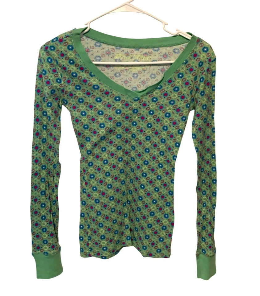 Vintage Y2K Derek Corazón Mujer Talla Pequeña Floral Verde Azul Rojo Tirador OVer Scoop Foto 1 de 4