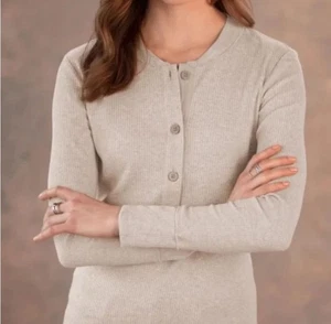 Sundance Dynasty Oatmeal Ribbed Henley Top Stretch Pullover Long Sleeve Size XL - Picture 1 of 9