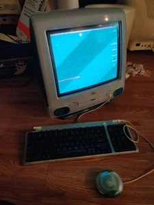 Apple iMac G3 M4983 Bondi Blue 233Mhz 512K Cache 32MB 32GB w Mouse And Keyboard - Photo 1/13