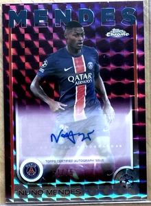 Nuno Mendes Magenta Geometric Auto 51/75 2024-25 Topps Chrome UEFA Soccer - Picture 1 of 3