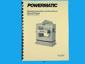 Powermatic Model 201 & 201HH  22" Planer Operating  Instruct & Parts Manual *277 - Picture 1 of 3
