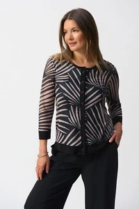 Joseph Ribkoff 251260 Black/Dune Print Jacquard Twinset Original Price £289.00 - Picture 1 of 8
